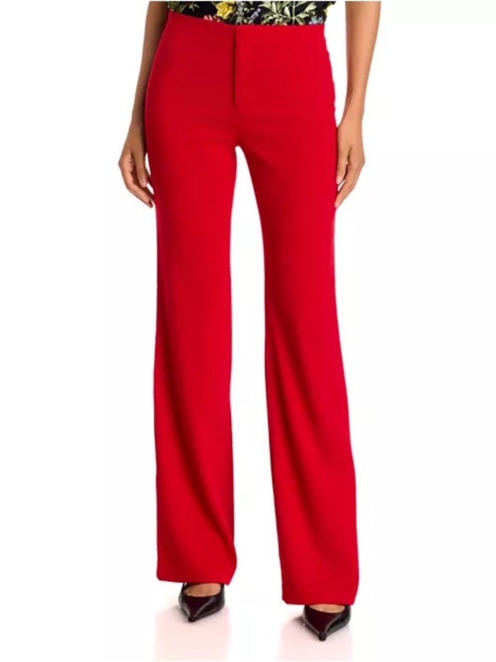 Alice + Olivia Bright Red Straight Leg Wide Leg Trouser Pants size 2